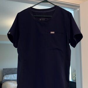 Figs Navy Blue Eliza Slim Crew Neck Scrub Top